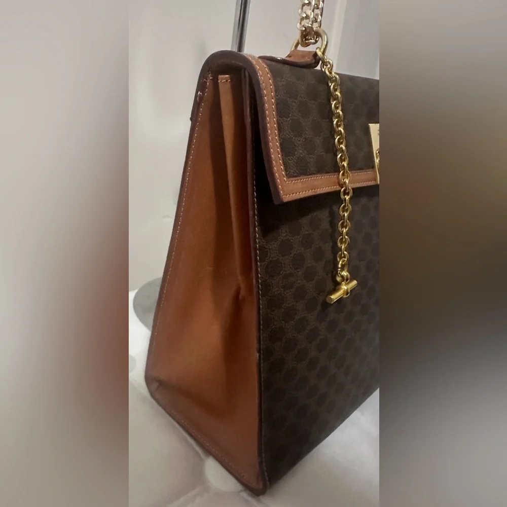 Celine Macadam Brown Canvas HandBag PVC - Picture 7 of 15